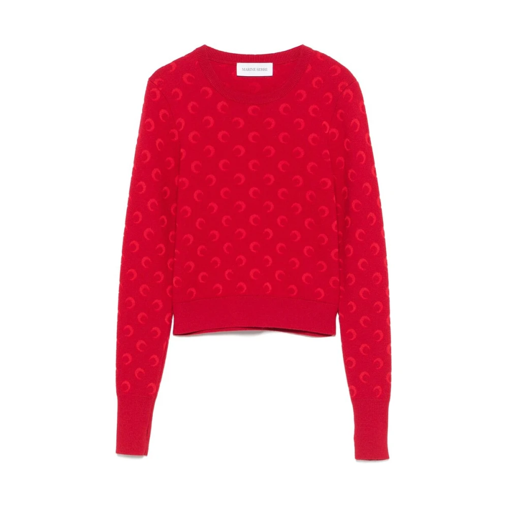 Marine Serre Donkerrode Crew Neck Sweater Red Dames