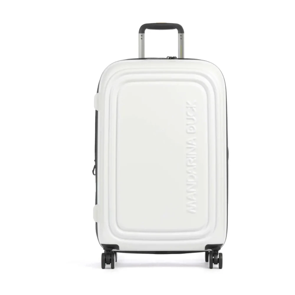 Mandarina Duck Unisex White Suitcases, One Size, Logoduck+ Medium Expandable Trolley