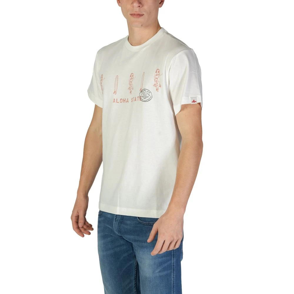 Replay Katoenen T-shirt korte mouwen lente zomer White Heren