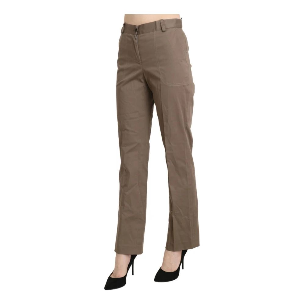 Bencivenga Bruine Katoenen Hoge Taille Broek Rits Brown Dames