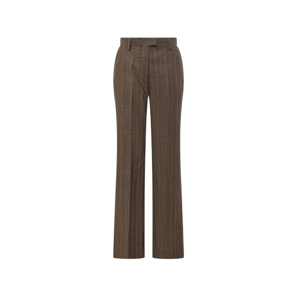 Ganni Vrouw Bruin Broeken Dames, S, Nylon, Rechte Broek