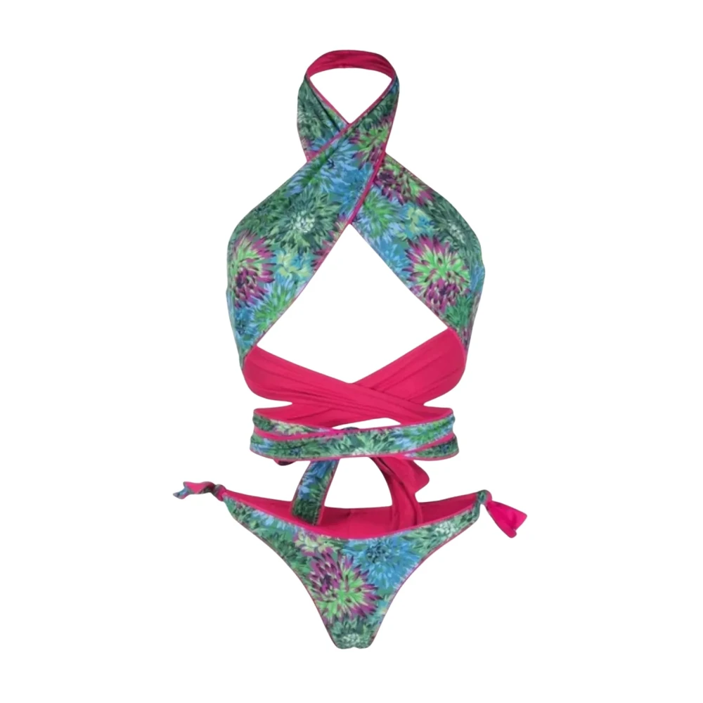 Reina Olga Bloemen Halter Bikini Set Green Dames
