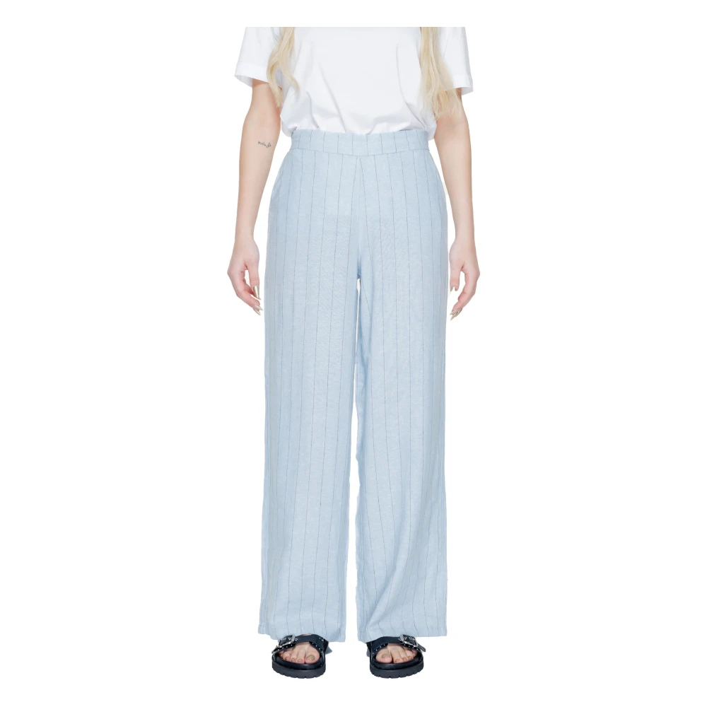 Vero Moda Lichtblauwe Gestreepte Broek met Zakken Blue Dames