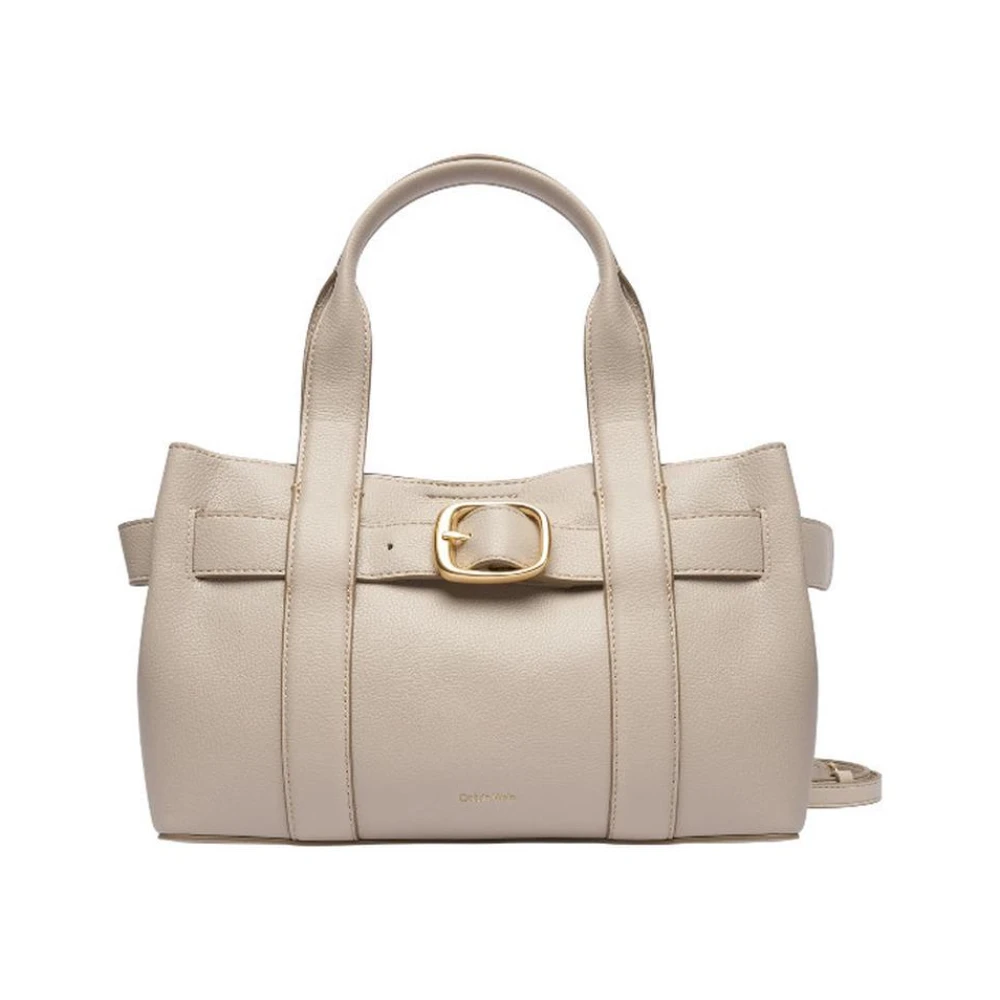 Calvin Klein Women's Gray Handbag With Inside Pocket And Shoulder Strap