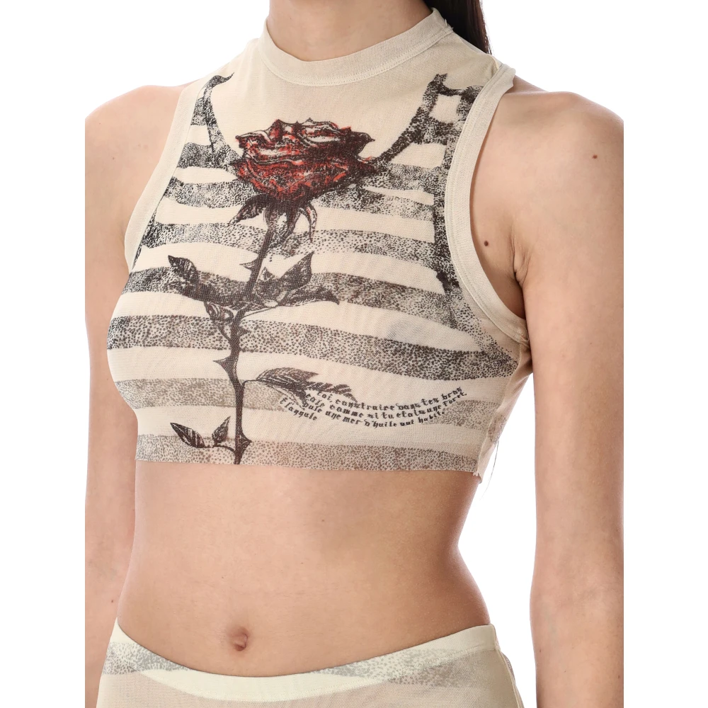 Jean Paul Gaultier Mesh Tattoo Mariner Cropped Top Multicolor Dames