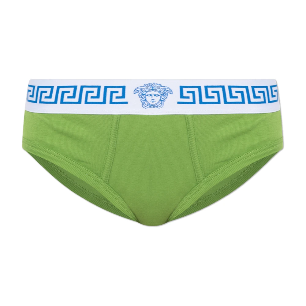 Versace Vrouw Groente Ondergoed Dames, Groen, M, Katoen, Ribgebreide Katoenen Boxershorts