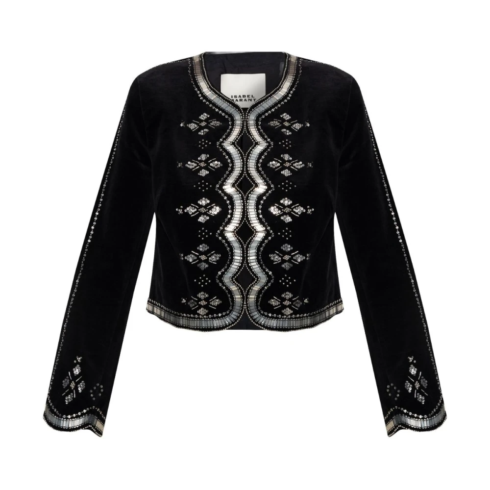 Isabel marant Zwart Kralen Pailletten Jas Stijlvol Black Dames