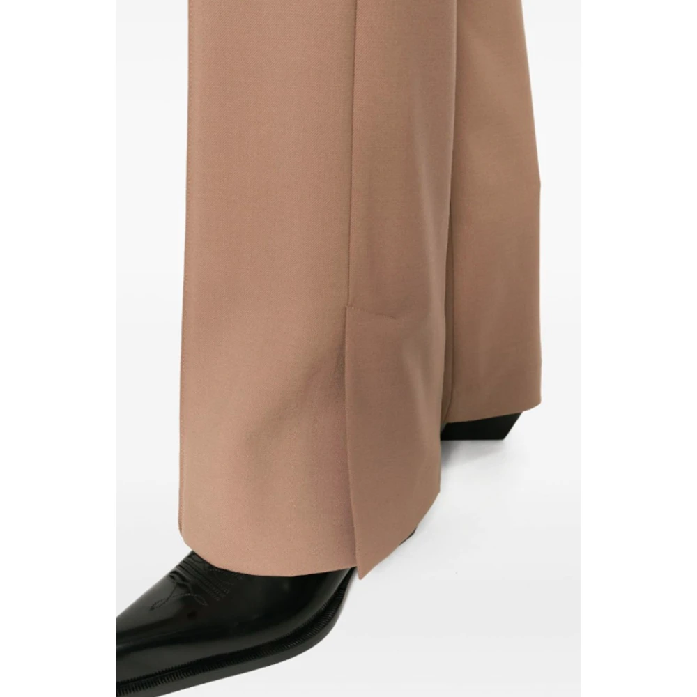 Helmut Lang Bruine Flared Broek met Decoratieve Stiksels Brown Dames