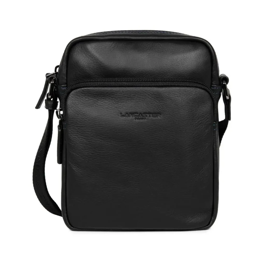 Lancaster Black Cross Body Messenger, Male, One Size, Mini Sacoche Soft Vintage