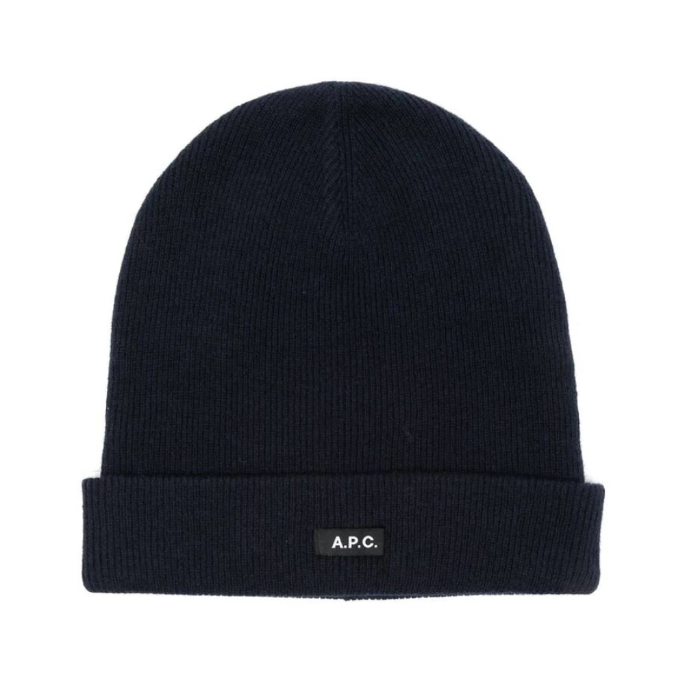 A.p.c. Middernacht Blauw Wol Ribgebreide Muts Blue Dames