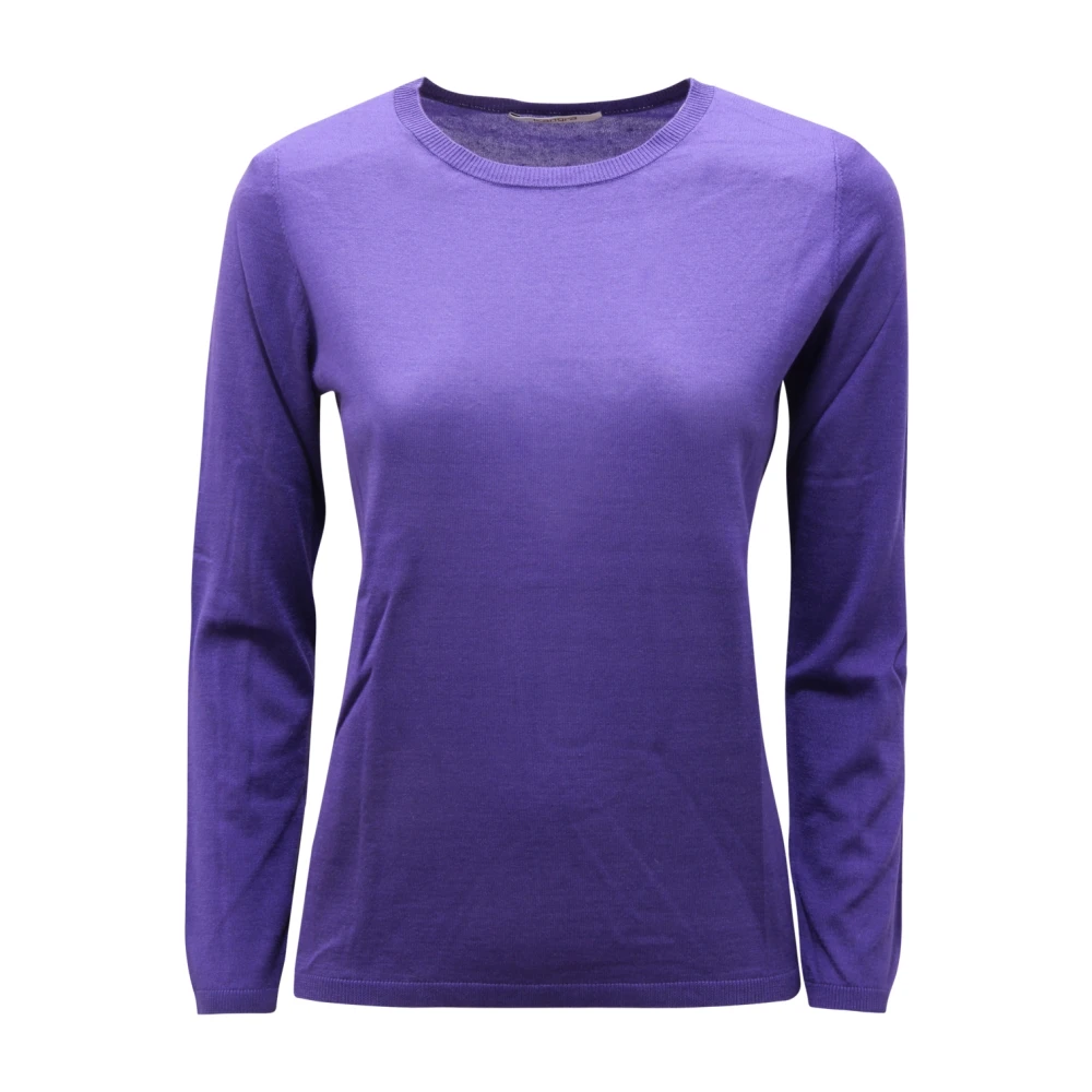 Kangra Women's Purple Round-Neck Knitwear, S, Silk/Cashmere Jumper In Blue
