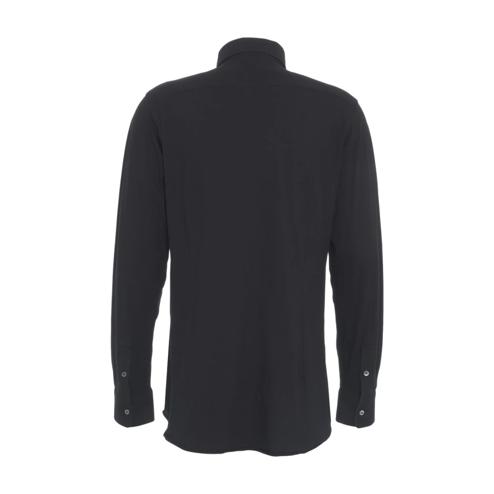 Paolo Pecora Zwarte Jersey Shirt met Ronde Zoom Black Heren