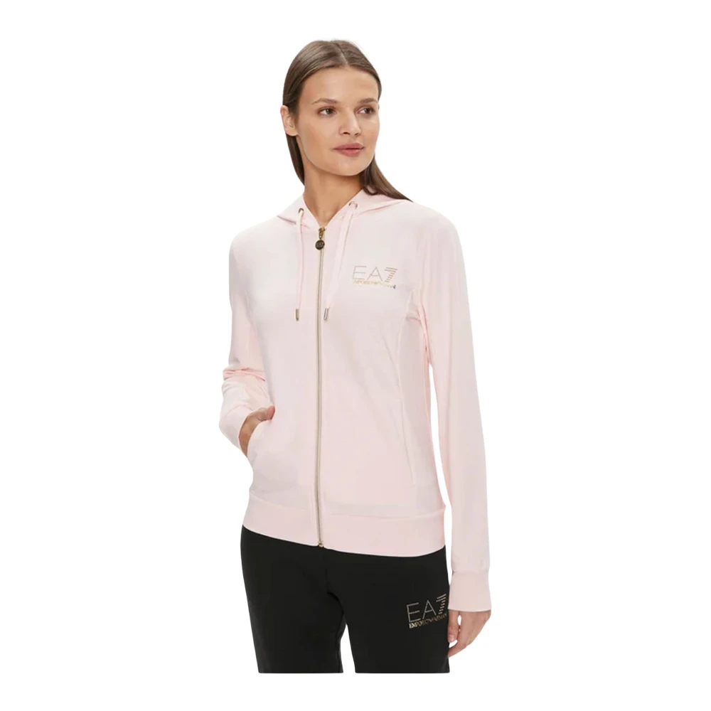 Emporio Armani EA7 Regular Fit Rits Sweater met Capuchon Pink Dames