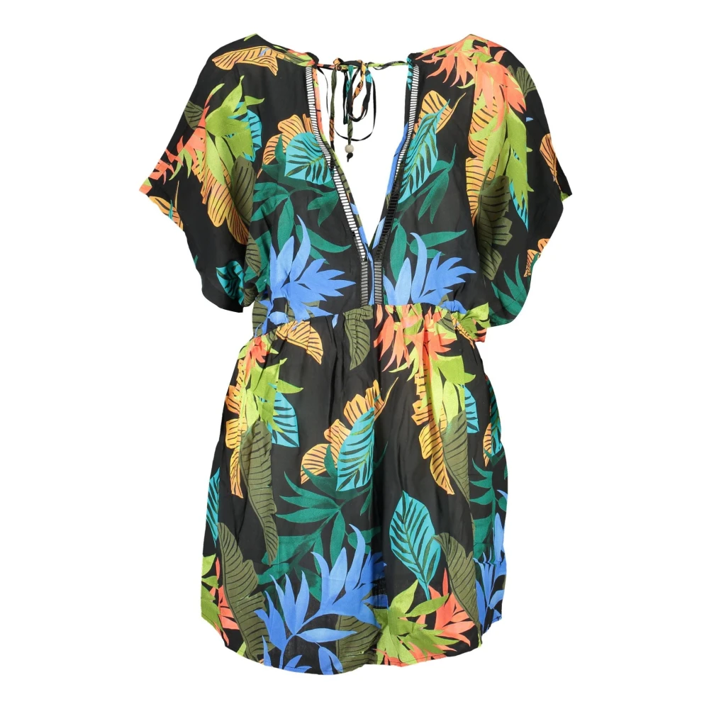 Desigual Korte Zwarte Jurk met Korte Mouwen Multicolor Dames