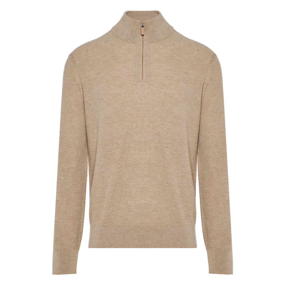 Zegna Men's Beige Oasi Cashmere Half-Zip Knitwear - Turtlenecks - 3XL - Knitwear