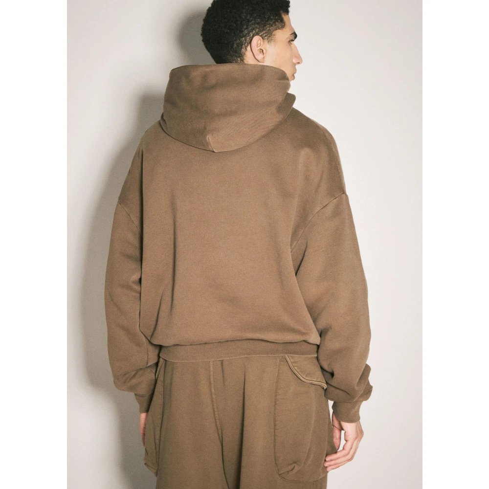 Entire Studios Gewassen Katoenfleece Hoodie Brown Heren