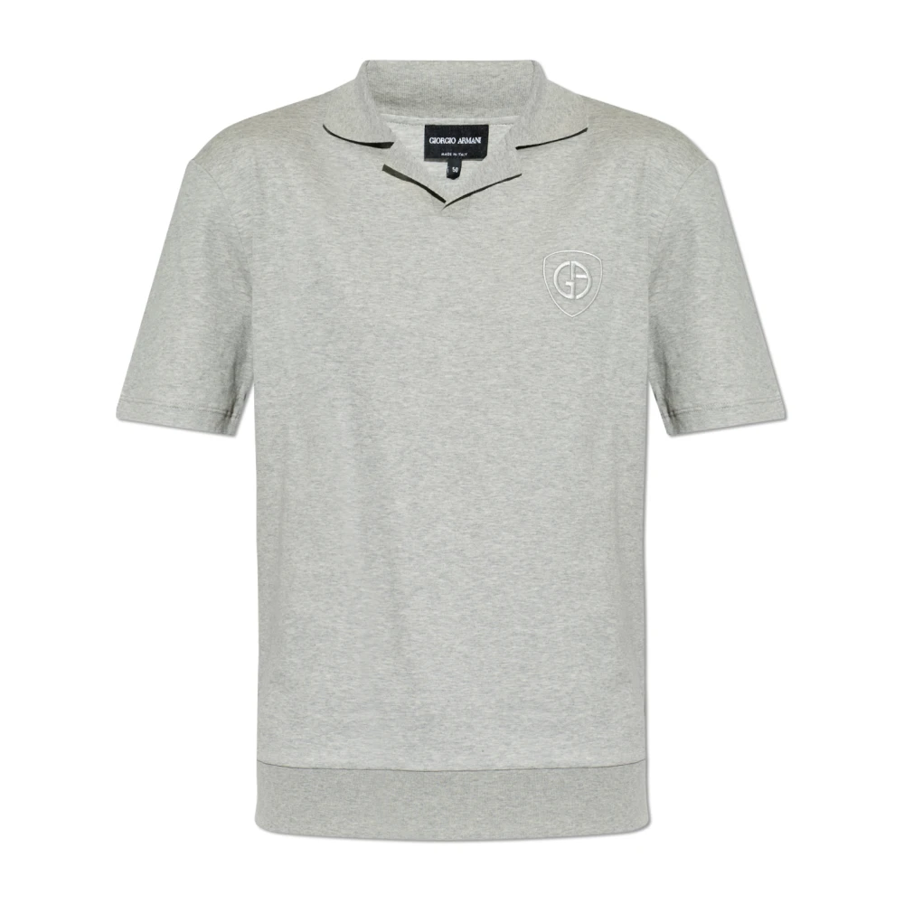 Giorgio Armani Herr Grå Toppar 2XL, Bomull, Asv Cotton Interlock Pikétröja