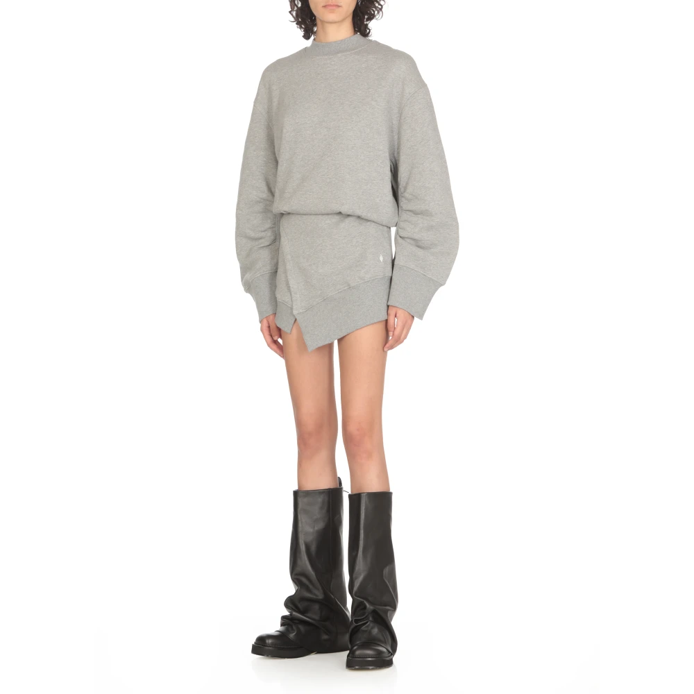 The Attico Grijze Katoenen Jurk met Logo Gray Dames