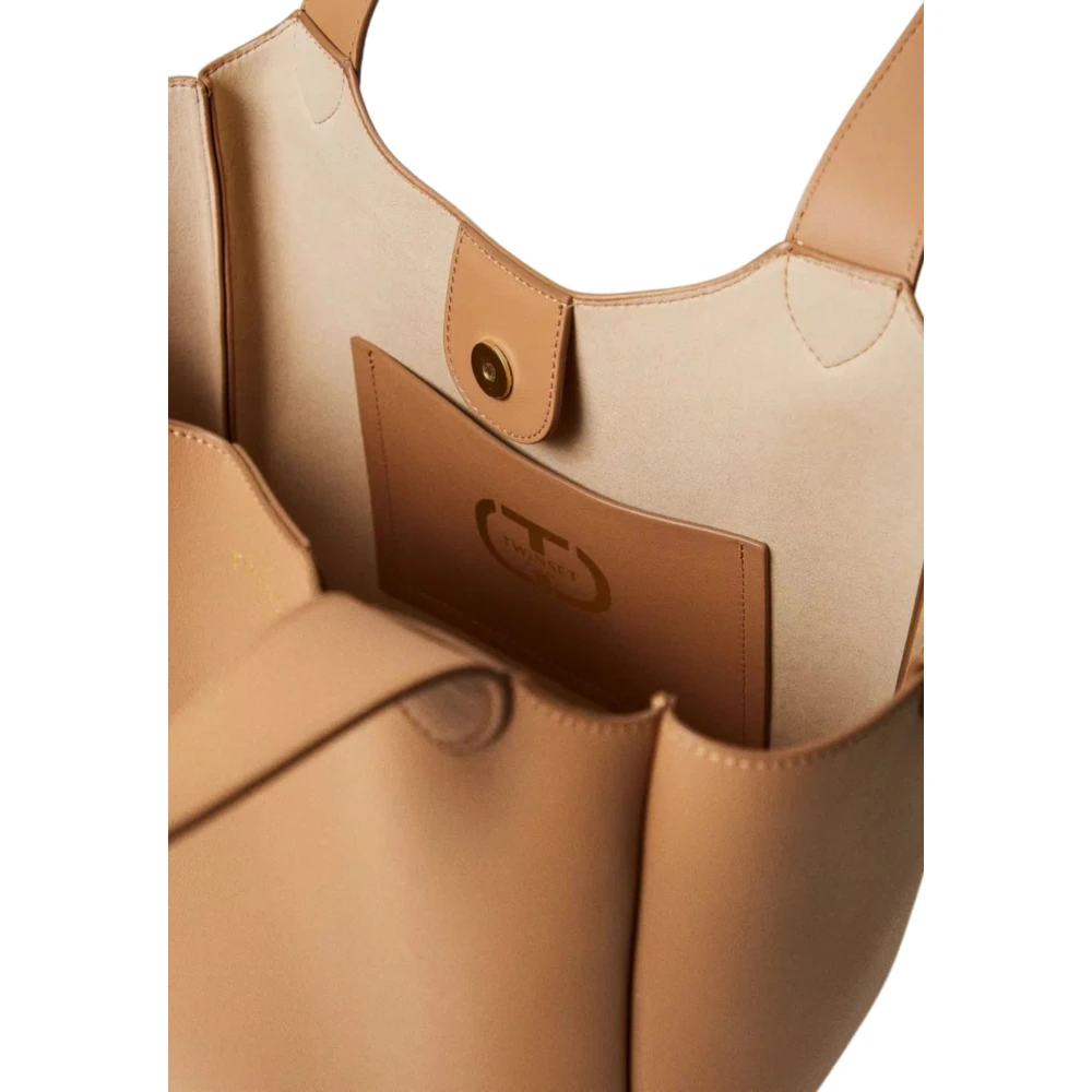 Twinset Bruin Leren Shopper Tas Forever Brown Dames