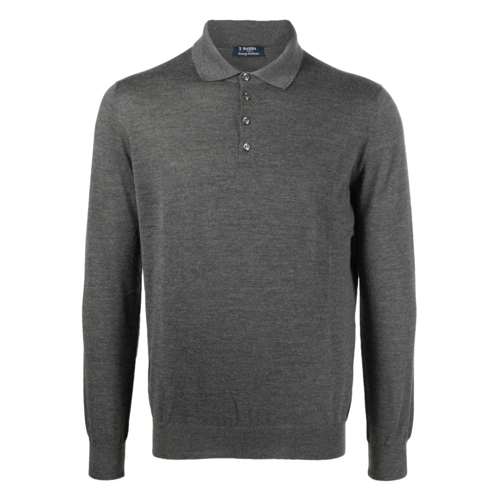 Barba Luxe Cashmere Zijden Polo Shirt Gray Heren