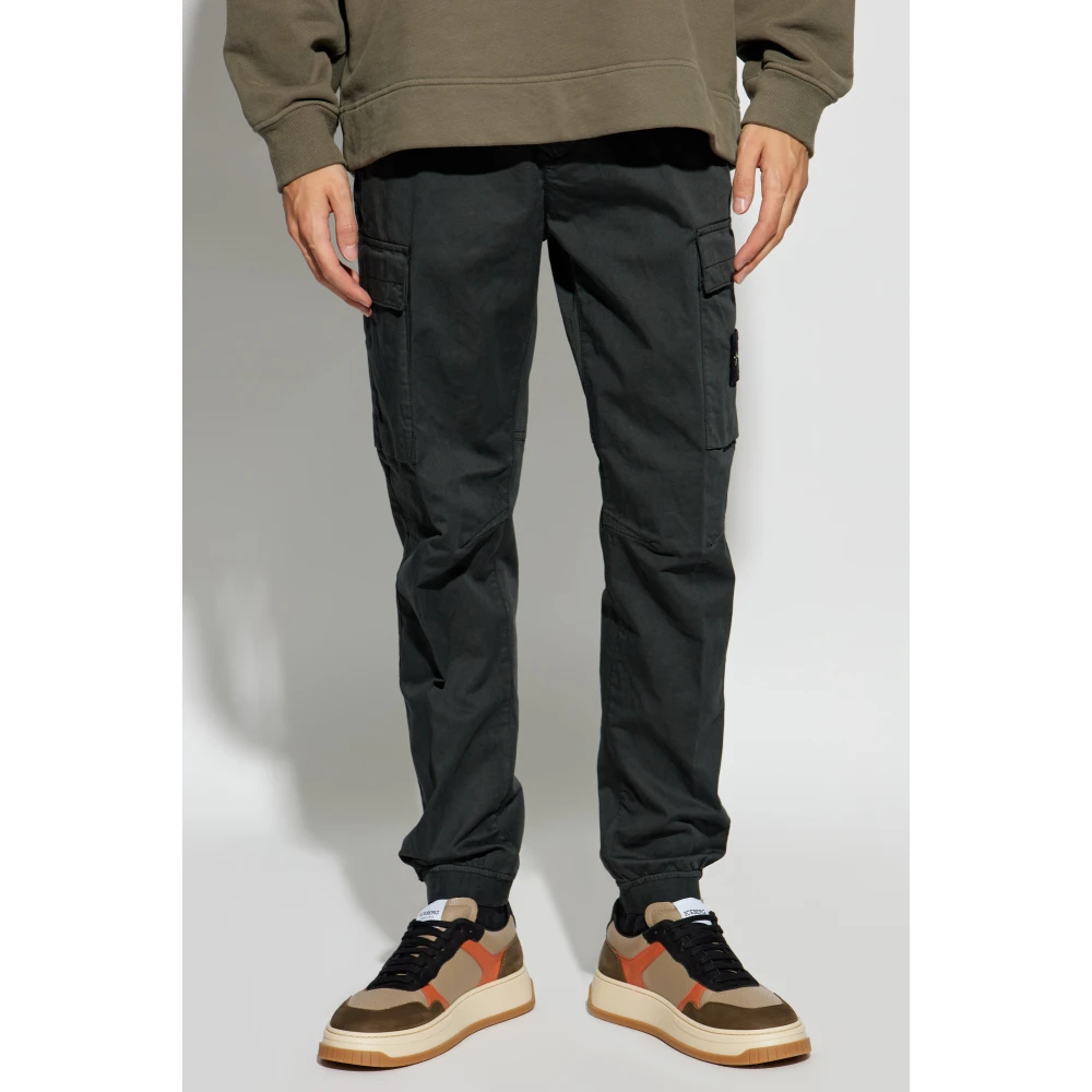Stone Island Broek met logo Black Heren