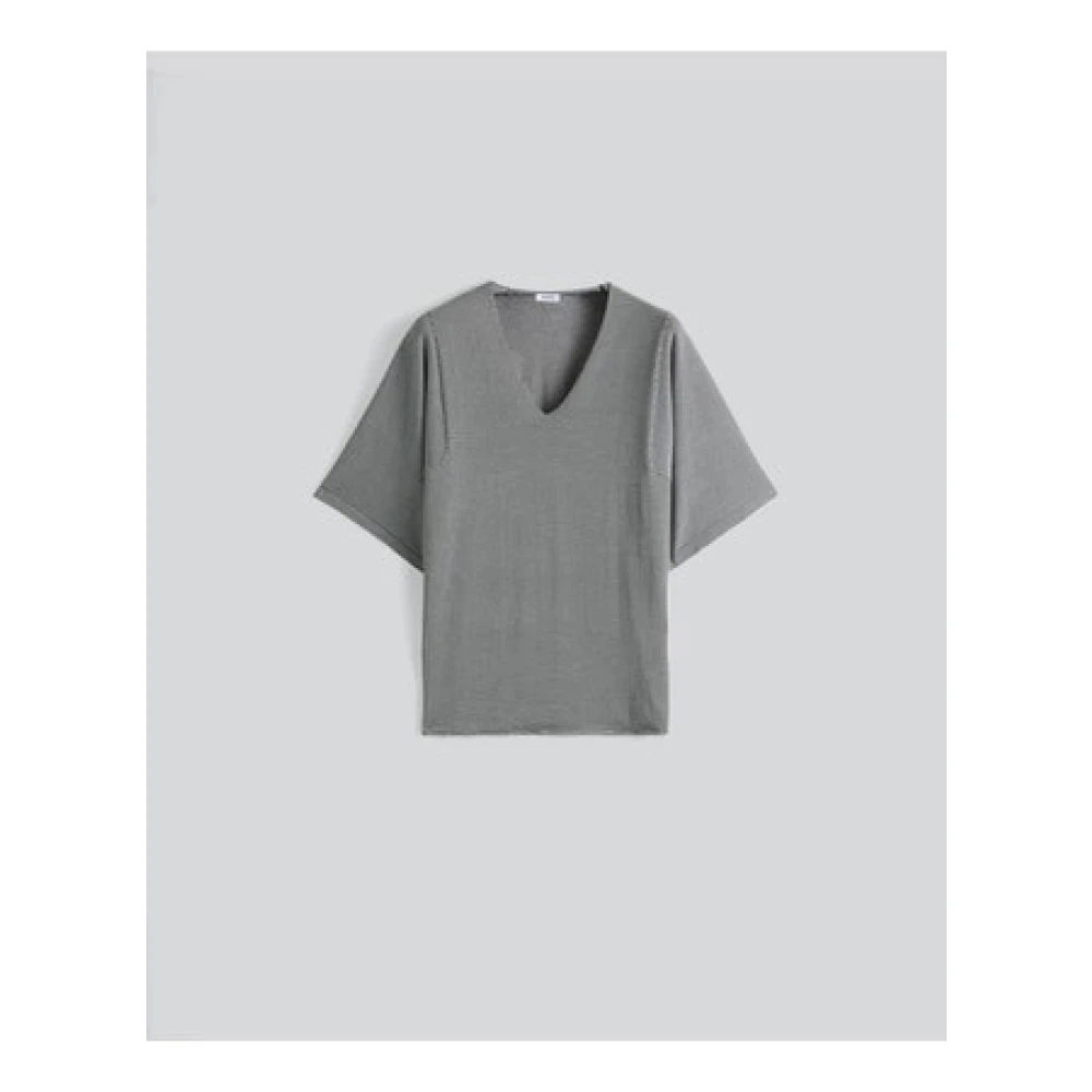 Aspesi Gestreept V-Hals T-Shirt Gray Dames