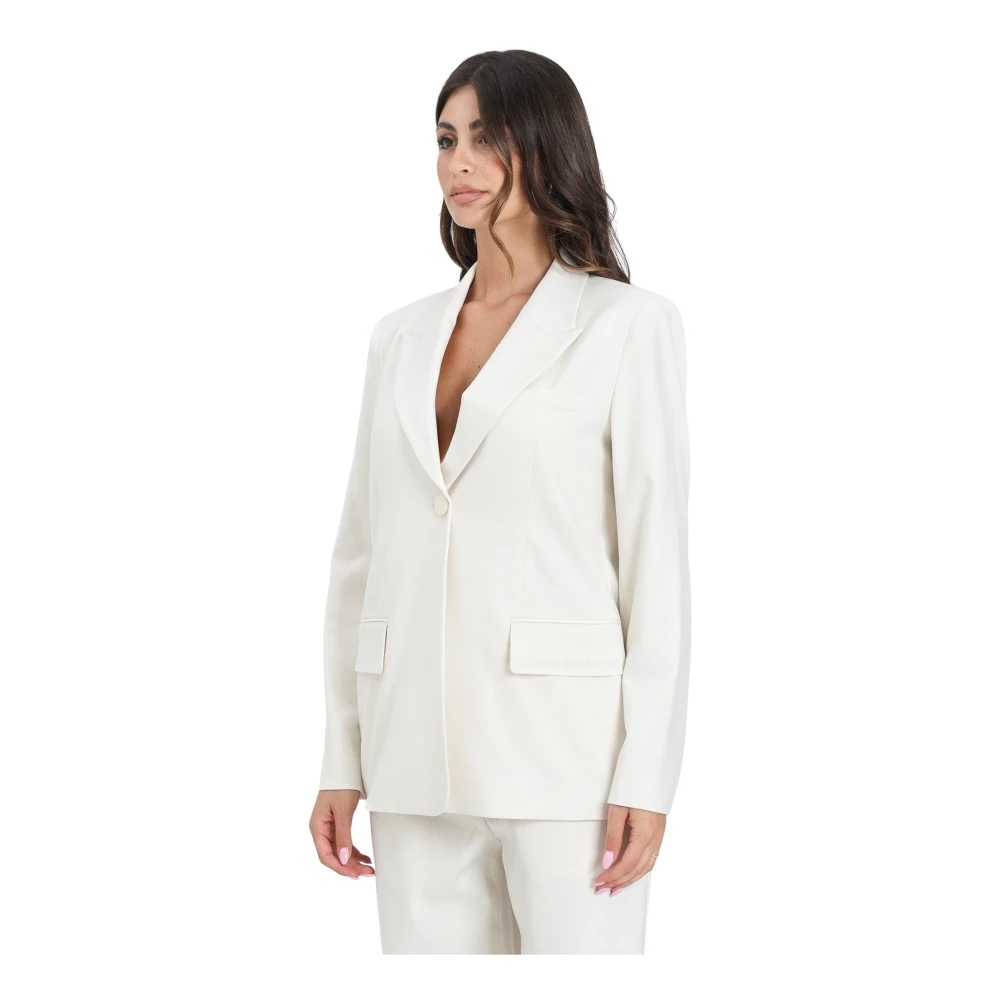 Armani Exchange Women's Beige Blazers, 2XS, Elegant Cream Jacket For