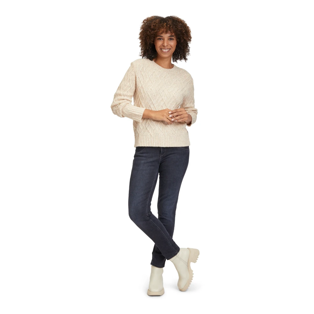 Betty & Co Klassieke Gebreide Trui Beige Dames