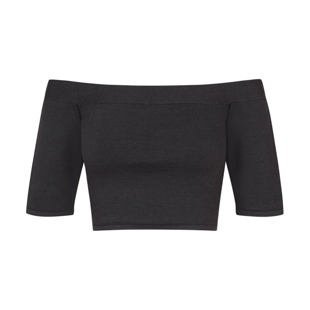 Cortana Zijden Stretch Off-Shoulder Crop Top Black Dames