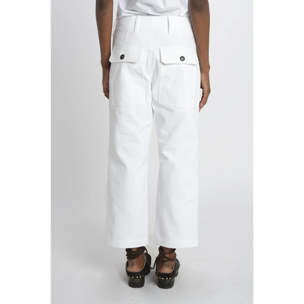 Jejia Witte denim broek met grote zakken White Dames