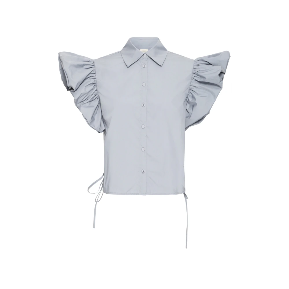 Ichi Blue Stylish Blouse With Wide Ruffles - Female - Shirts - Xl - Blouses & Shirts