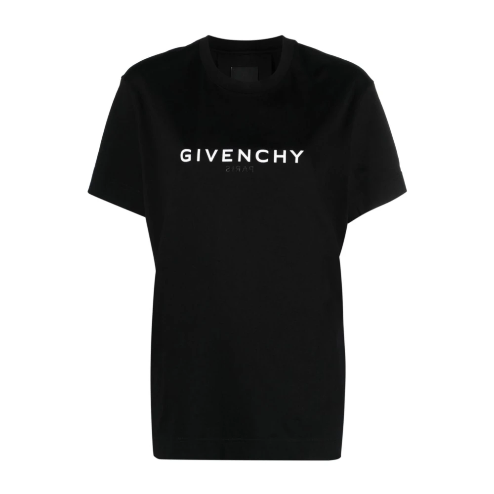 Givenchy Zwart Logo Print Katoenen T-shirt Black Dames