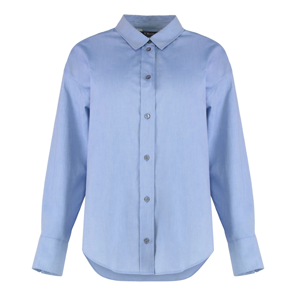 Max Mara Women's Blue Shirts, L, Cotton Oxford Shirt