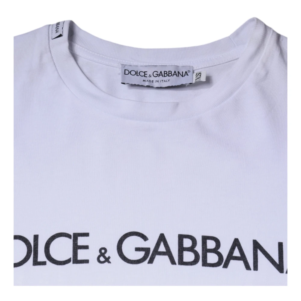 Dolce & Gabbana Wit Logo Print Crew Neck T-shirt White Heren