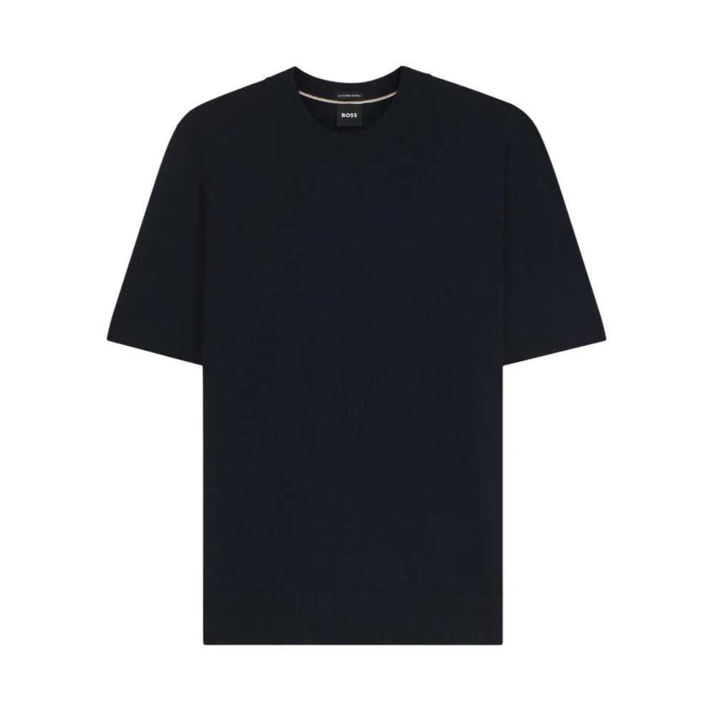 Hugo Men's Blue Round-Neck Knitwear, Xl, H-Umauro Short-Sleeve Jumper