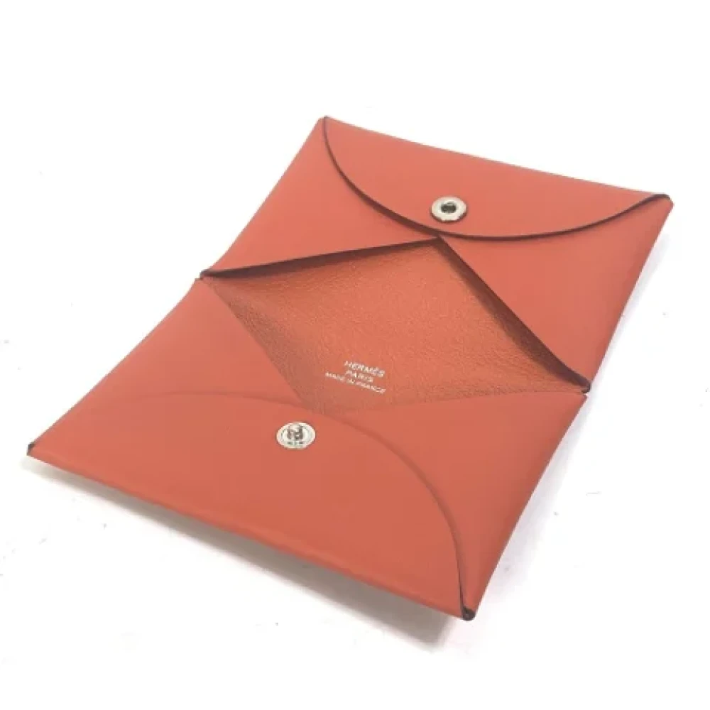 Hermès Vintage Pre-owned Leather wallets Orange Dames