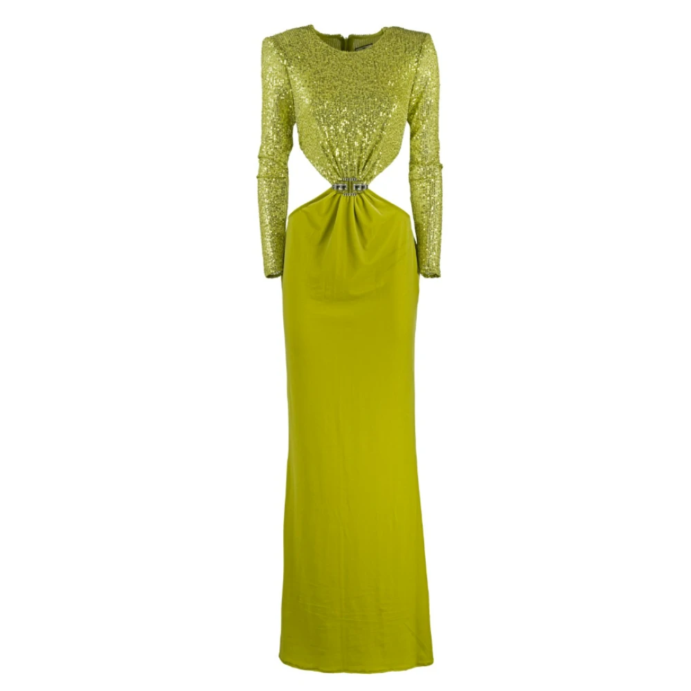 Elisabetta Franchi Groene Zeemeerminjurk met Strass Accessoire Green Dames