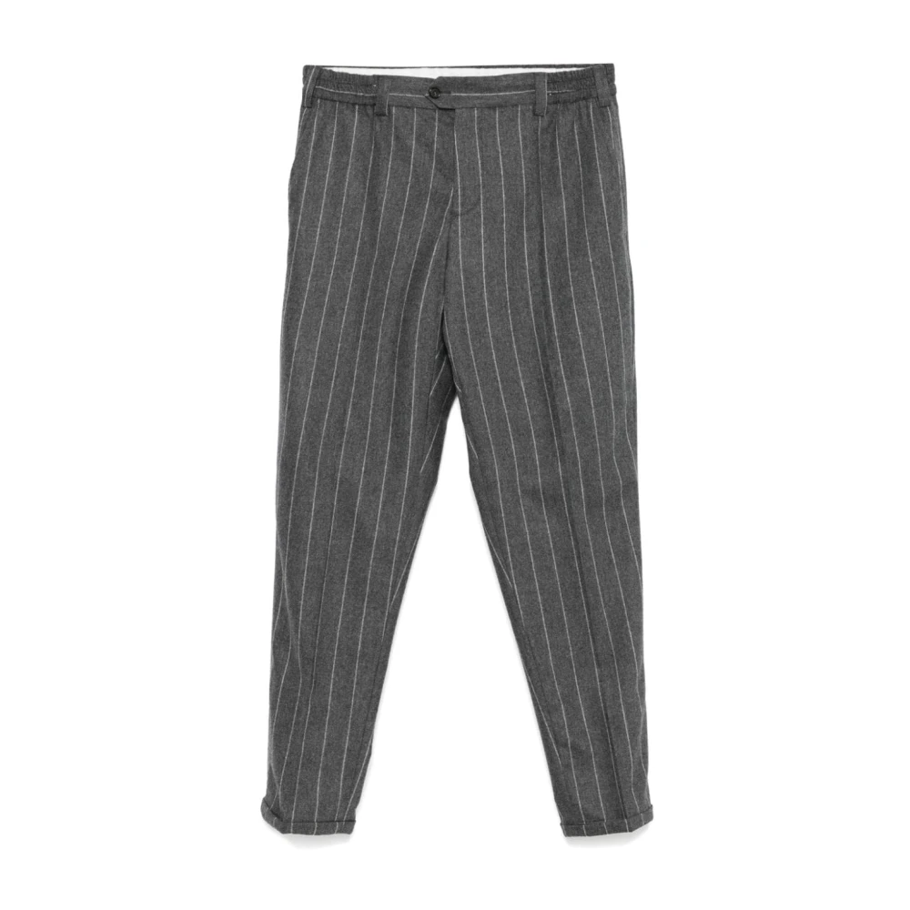 PT Torino Grijze Wollen Pinstripe Broek Gray Heren
