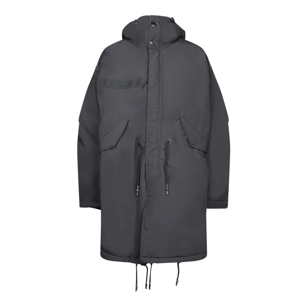 Junya Watanabe Zwarte Nylon Goggle Parka Jas Black Heren