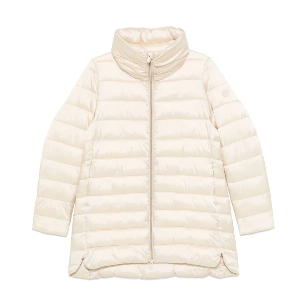 Save The Duck Glanzende Nylon Jas met Ritssluiting Beige Dames