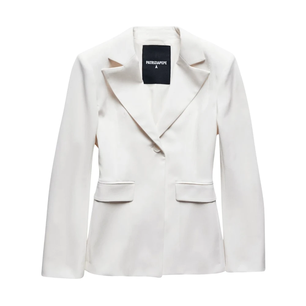 Patrizia Pepe Slim-Fit Gabardine Blazer - Female - Blazers - White - M - Jackets