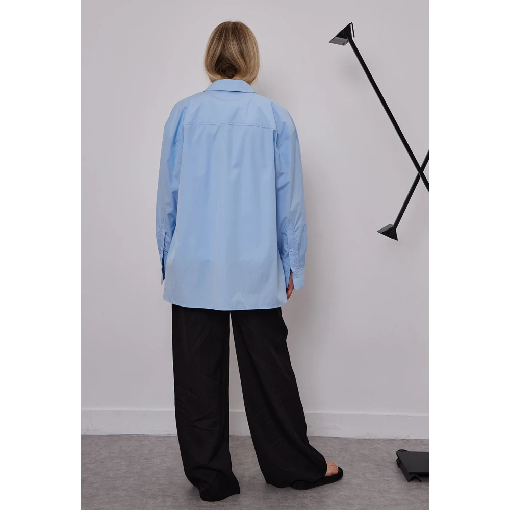 Loulou Studio Kleurrijk Katoen-Poplin Oversized Shirt Blue Dames