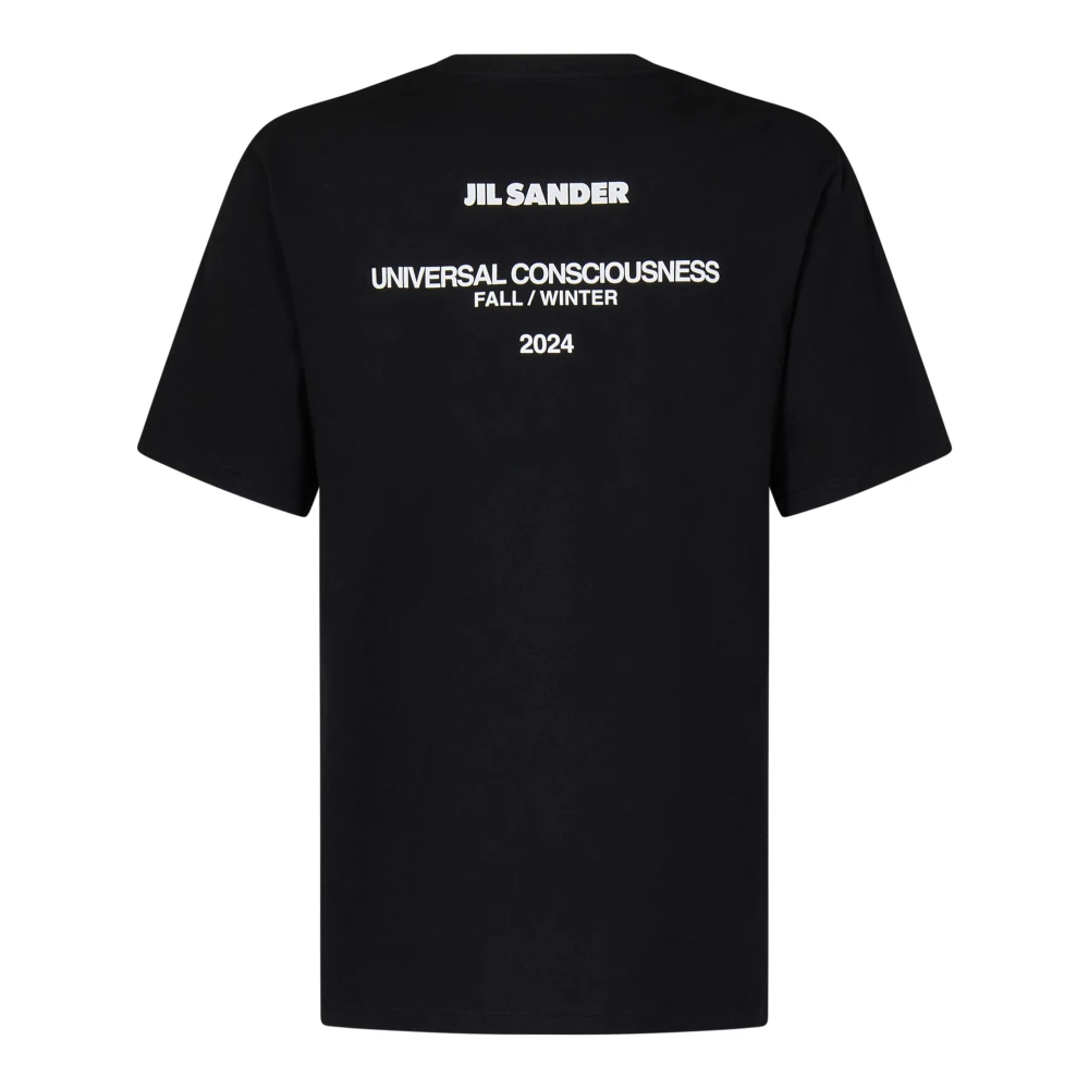 Jil Sander Zwart Katoen Logo T-Shirt Crewneck Black Heren