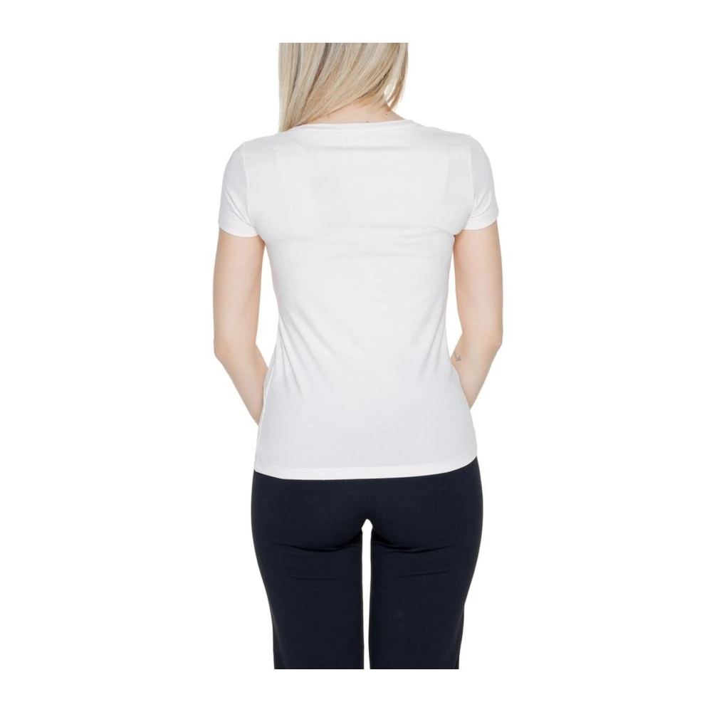 Emporio Armani EA7 Roze Katoenen T-shirt Lente Zomer Collectie White Dames