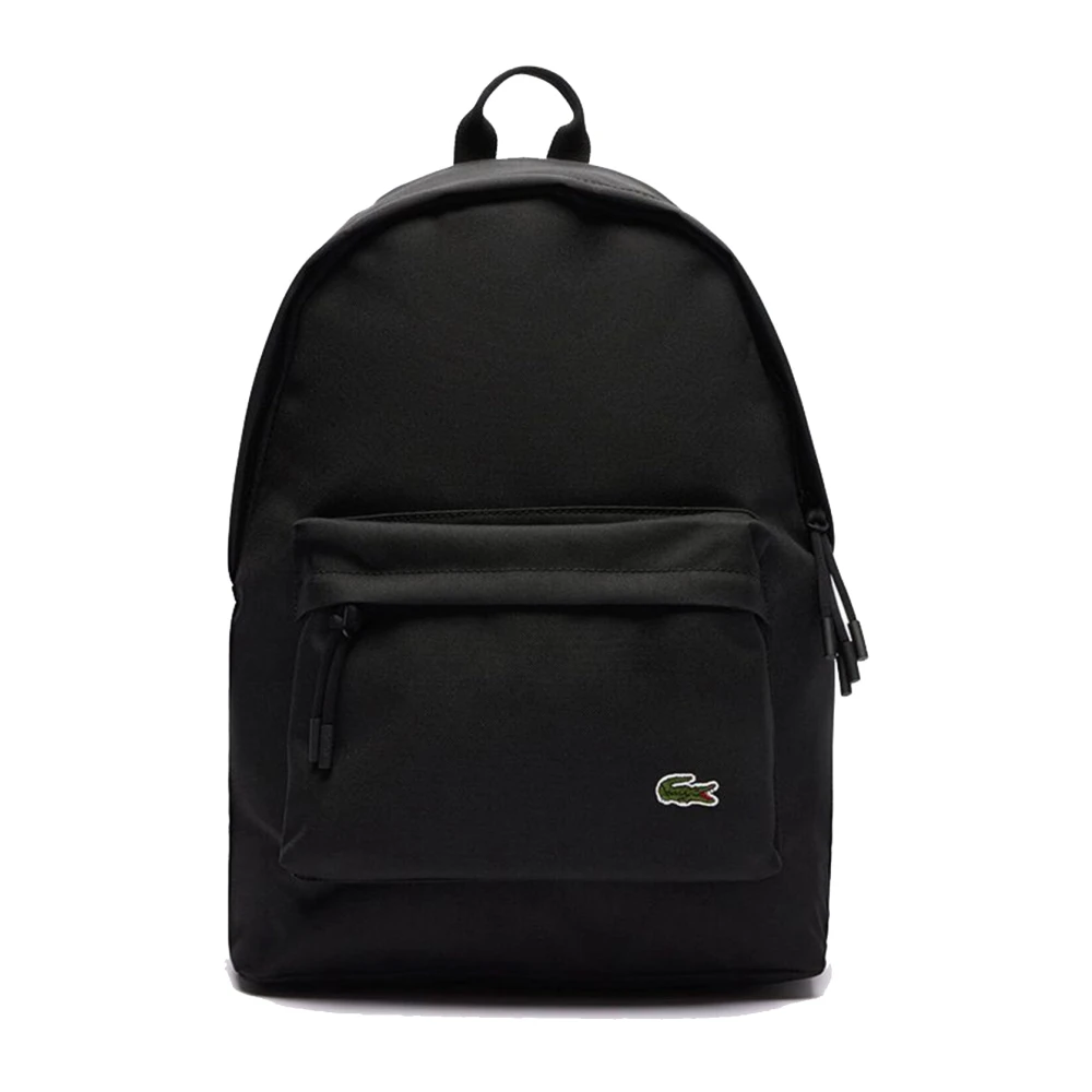 Lacoste Effen Kleur Rugzak met Krokodillenlogo Black Heren