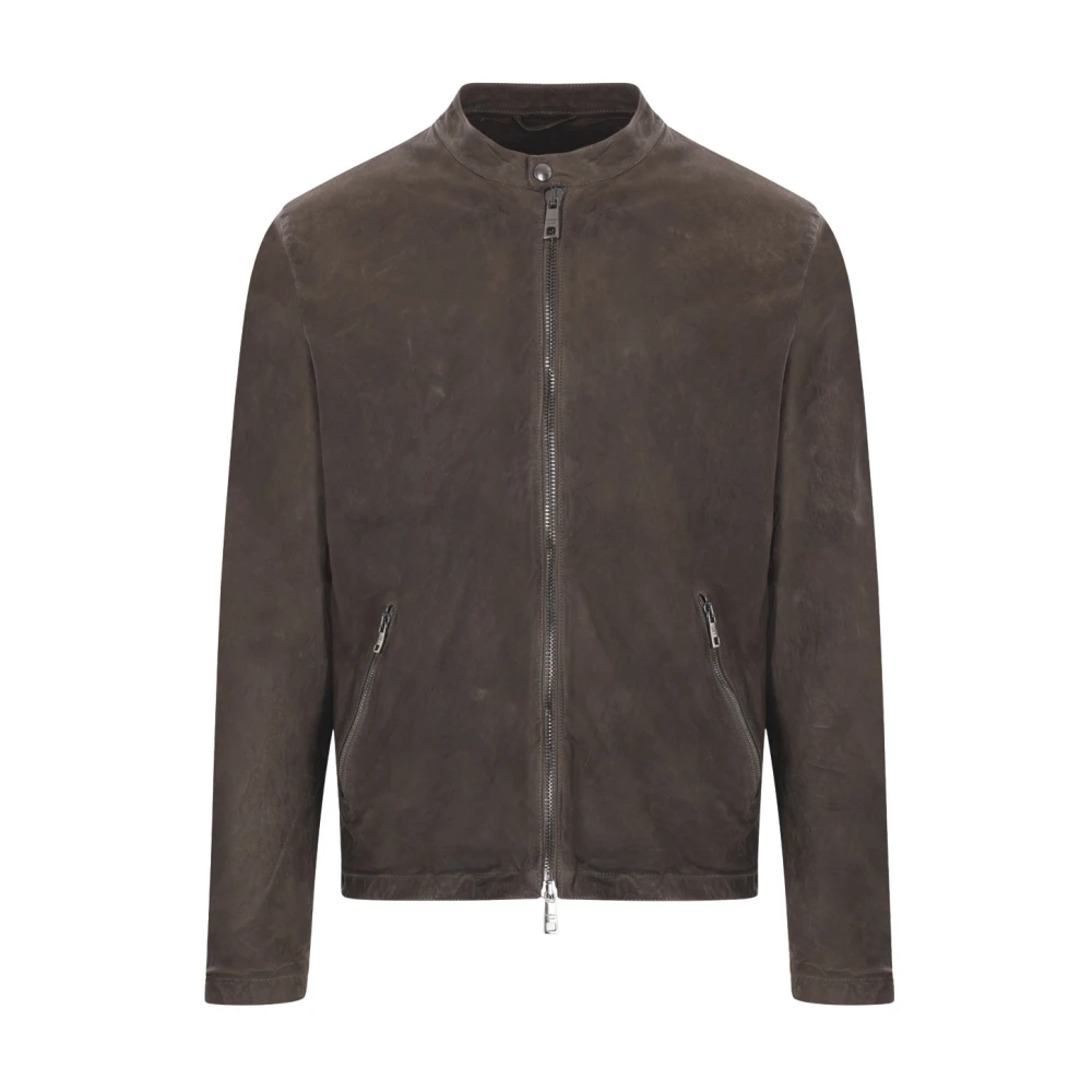 Giorgio Brato Grijze Biker Leren Jas Gray Heren
