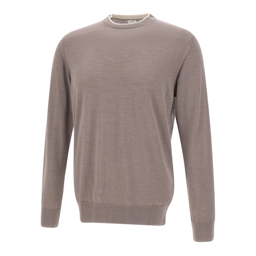 Eleventy Men's Brown Round-Neck Knitwear, 3XL, Crewneck Jumper