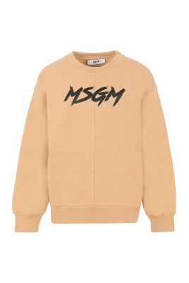 sweatshirt-col-rond-beige-coton-peluche