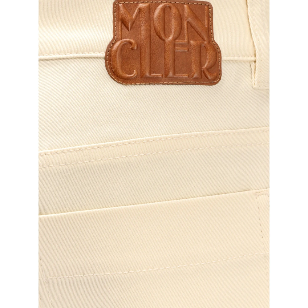 Moncler Stretch katoenen shorts met Maxi Logo Patch Beige Dames