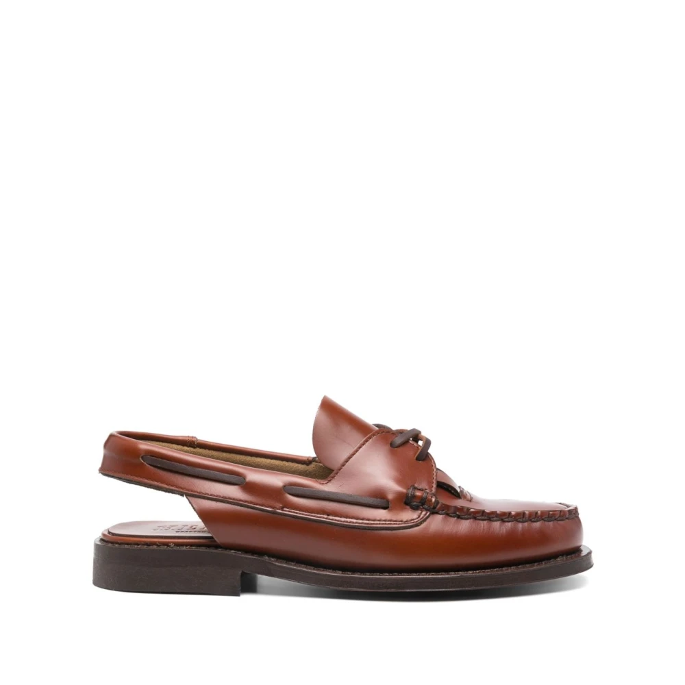 Hereu Brown Loafers, Female, 5 Uk, Leather Flat Shoes With Strap